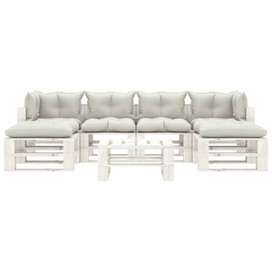 Set Divani da Giardino Pallet 7 pz con Cuscini Beige in Legno 3052435