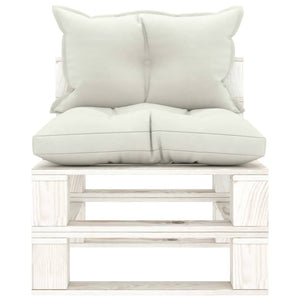 Set Divani da Giardino Pallet 7 pz con Cuscini Beige in Legno 3052435