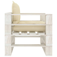 Poltrona da Giardino Pallet con Cuscini Crema in Legno 3052444