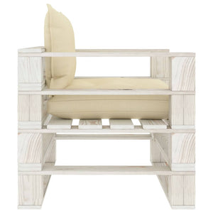 Poltrona da Giardino Pallet con Cuscini Crema in Legno 3052444