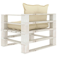 Poltrona da Giardino Pallet con Cuscini Crema in Legno 3052444