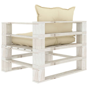 Poltrona da Giardino Pallet con Cuscini Crema in Legno 3052444