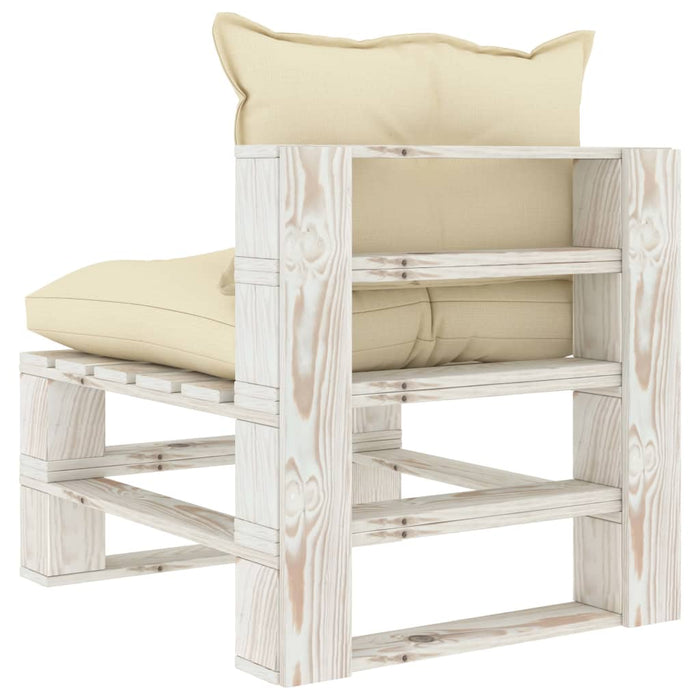 Divano Centrale da Giardino Pallet con Cuscini Crema in Legno 3052446