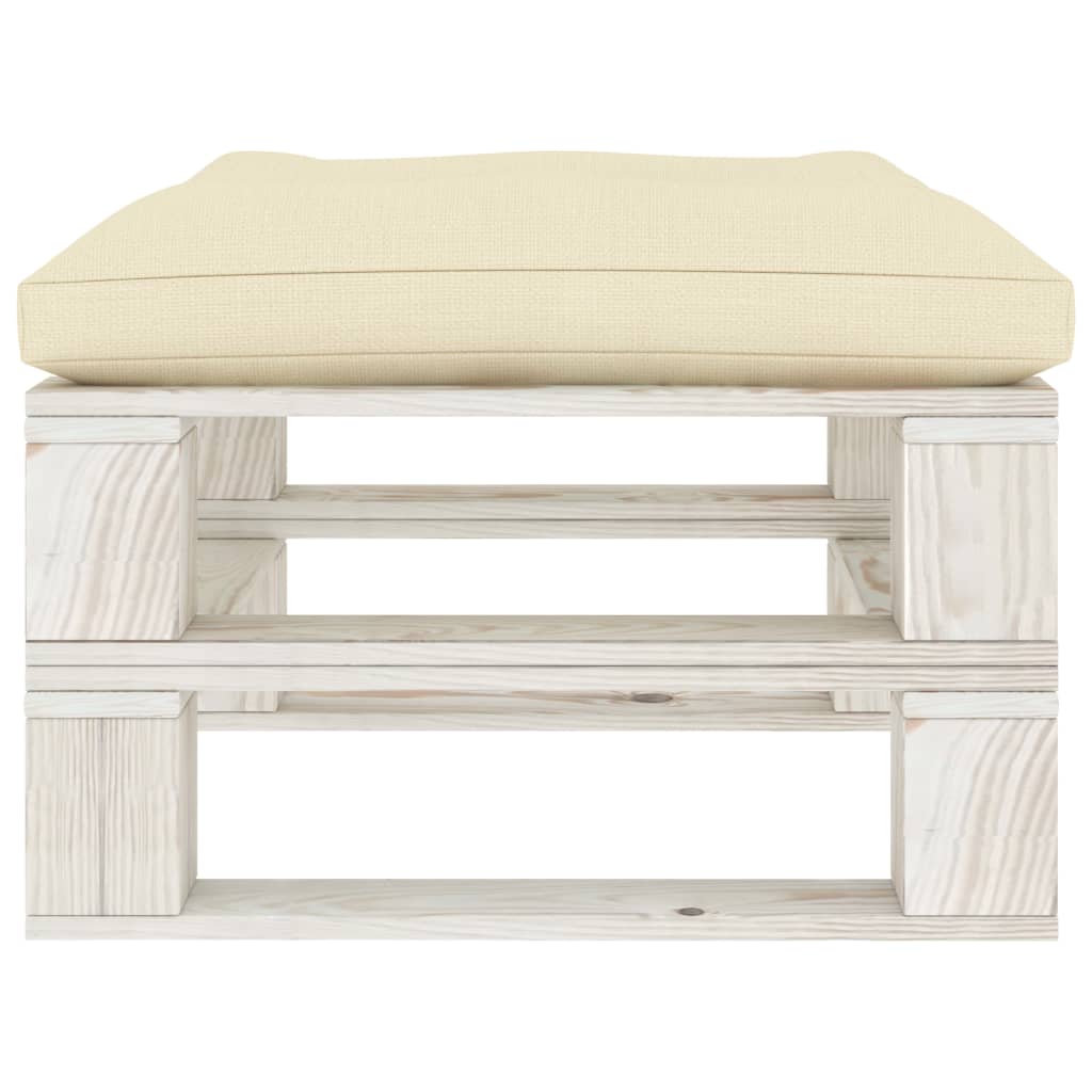 Ottomana da Giardino Pallet con Cuscino Crema in Legno 3052447