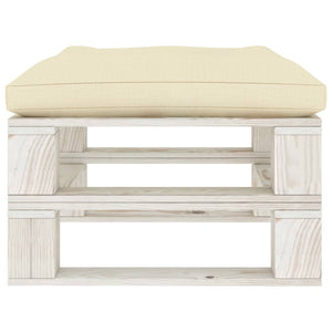 Ottomana da Giardino Pallet con Cuscino Crema in Legno 3052447
