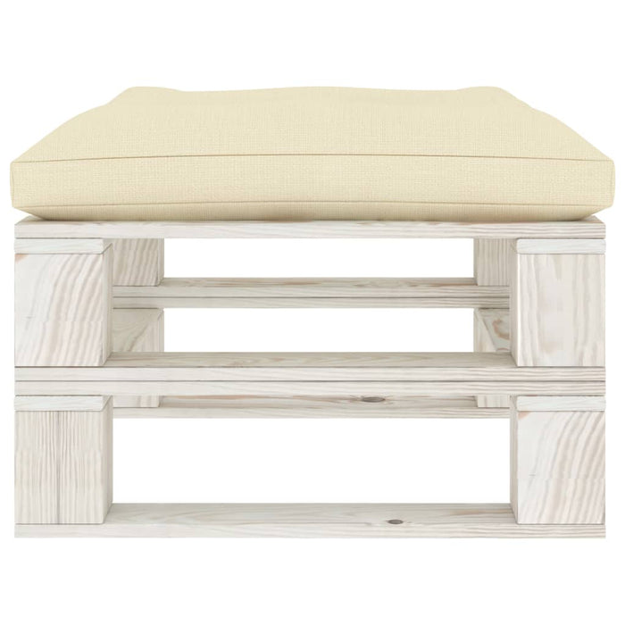 Ottomana da Giardino Pallet con Cuscino Crema in Legno 3052447