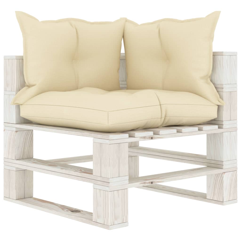 Set Salotto da Giardino Pallet 6 pz con Cuscini Crema in Legno 3052466