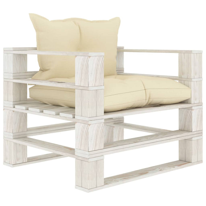 Set Salotto da Giardino Pallet 7 pz con Cuscini Crema in Legno 3052467