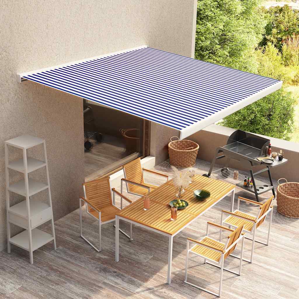 Tenda a Cassonetto Motorizzata 350x250 cm Blu e Bianco 3052656