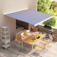 Tenda a Cassonetto Motorizzata 350x250 cm Blu e Bianco 3052656
