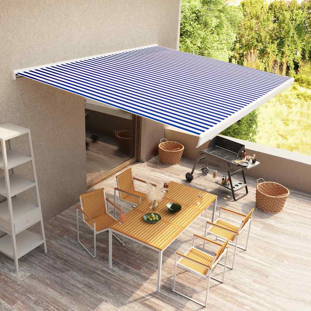 Tenda a Cassonetto Motorizzata 450x300 cm Blu e Bianco 3052662