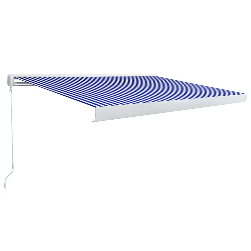 Tenda a Cassonetto Manuale 350x250 cm Blu e Bianca 3052671