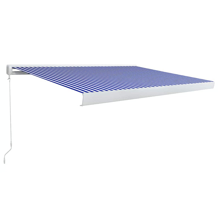 Tenda a Cassonetto Manuale 350x250 cm Blu e Bianca 3052671