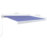 Tenda a Cassonetto Manuale 350x250 cm Blu e Bianca 3052671