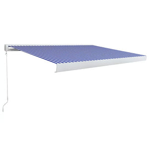 Tenda a Cassonetto Manuale 400x300 cm Blu e Bianca 3052674