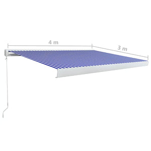 Tenda a Cassonetto Manuale 400x300 cm Blu e Bianca 3052674