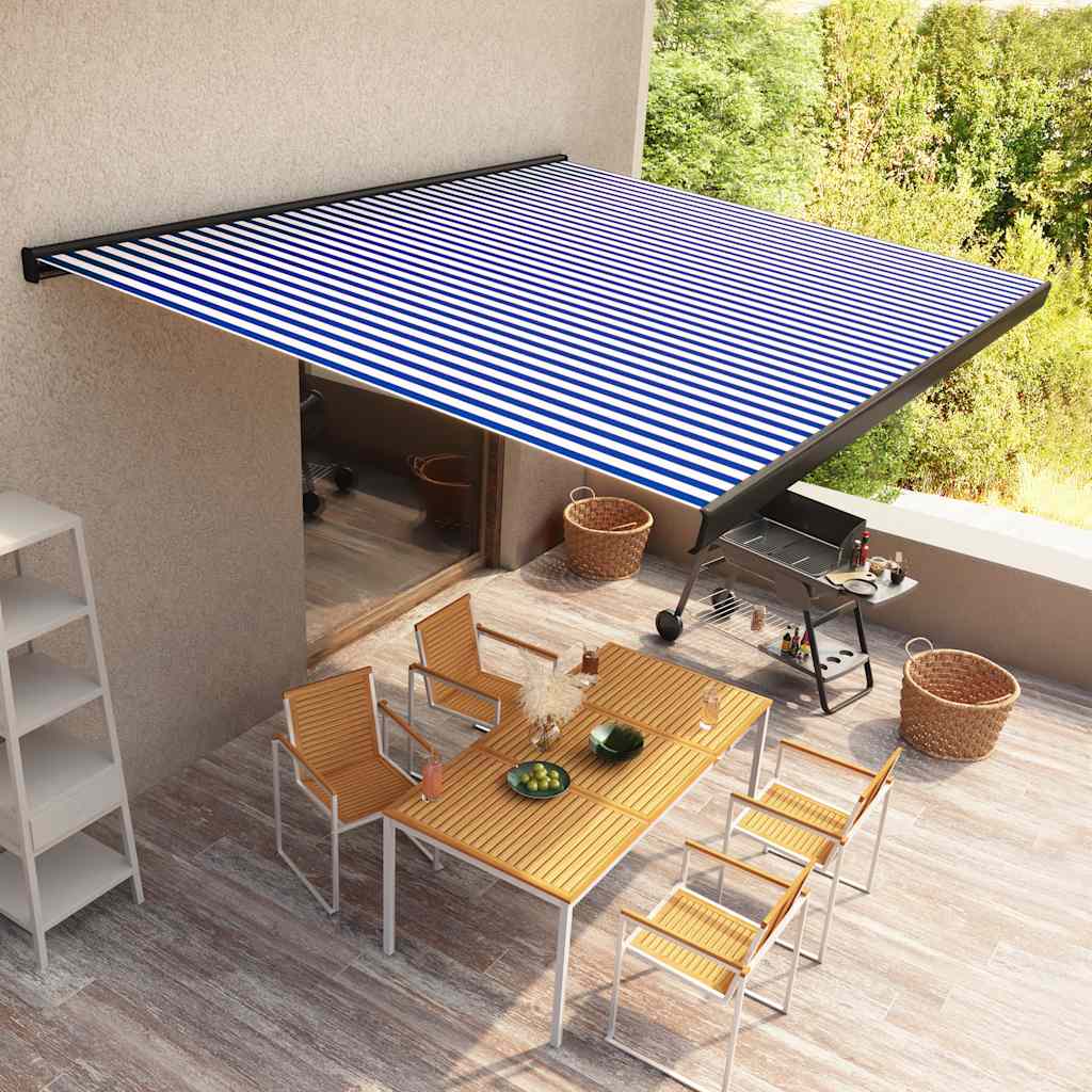 Tenda a Cassonetto Motorizzata 400x300 cm Blu e Bianco 3052689