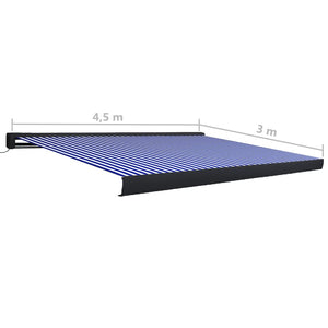 Tenda a Cassonetto Motorizzata 450x300 cm Blu e Bianco 3052692