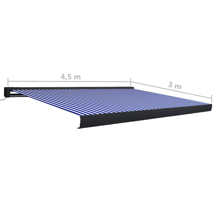 Tenda a Cassonetto Motorizzata 450x300 cm Blu e Bianco 3052692