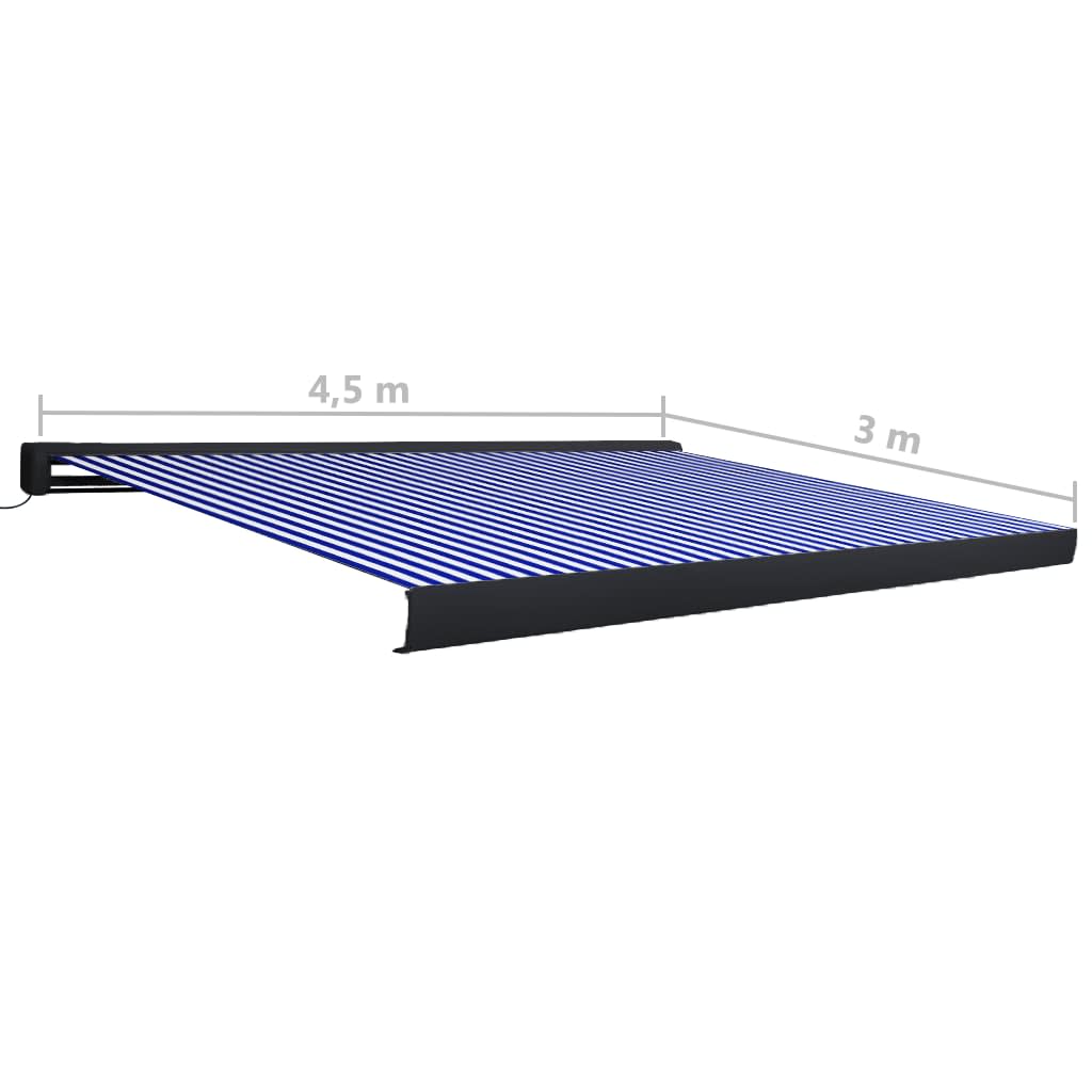 Tenda a Cassonetto Motorizzata 450x300 cm Blu e Bianco cod mxl 12226