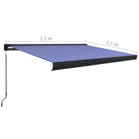 Tenda a Cassonetto Manuale 350x250 cm Blu e Bianca 3052701