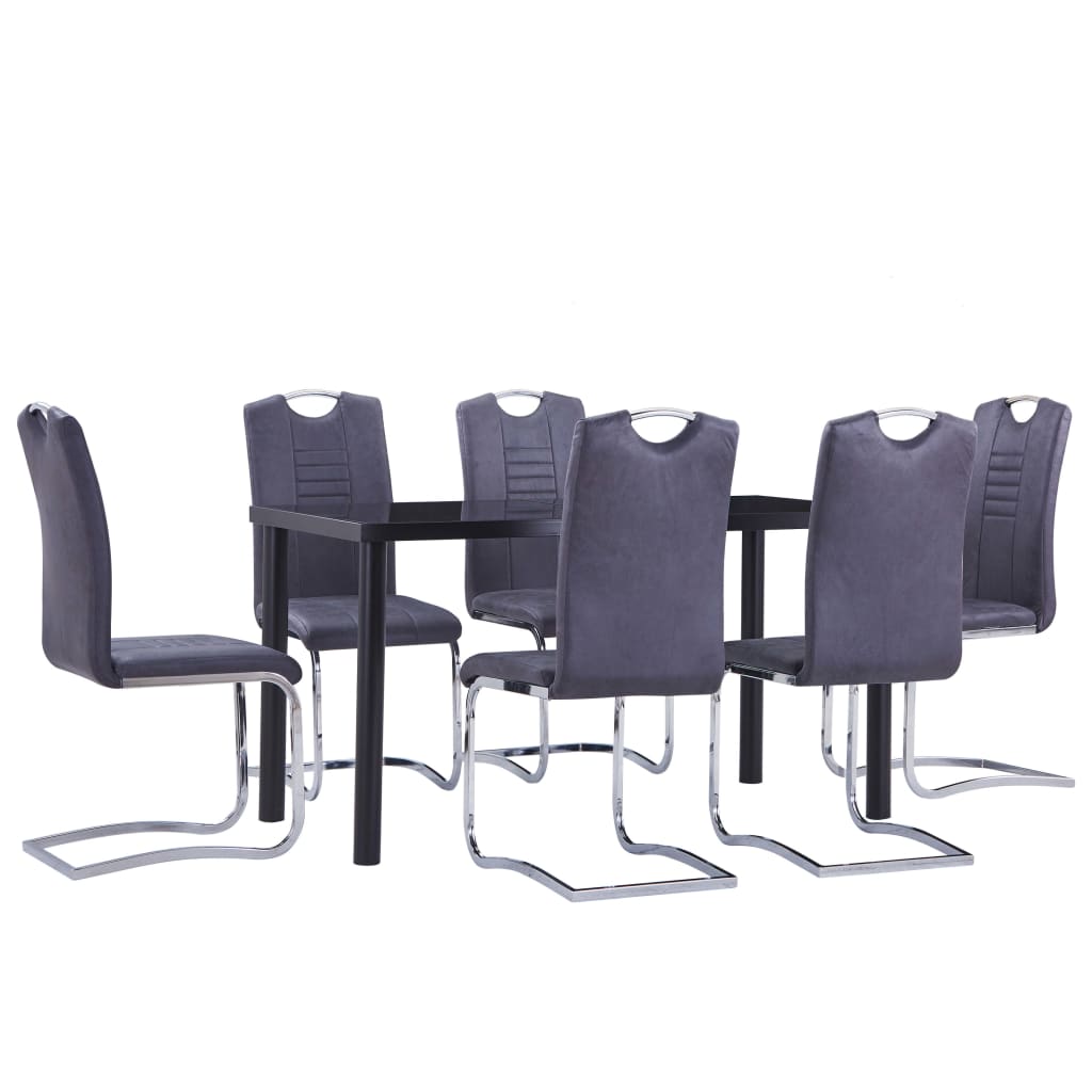 Set Sala da Pranzo 7 pz in Similpelle Scamosciata Grigiacod mxl 120263