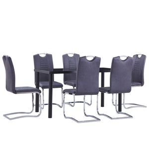 Set Sala da Pranzo 7 pz in Similpelle Scamosciata Grigiacod mxl 120263