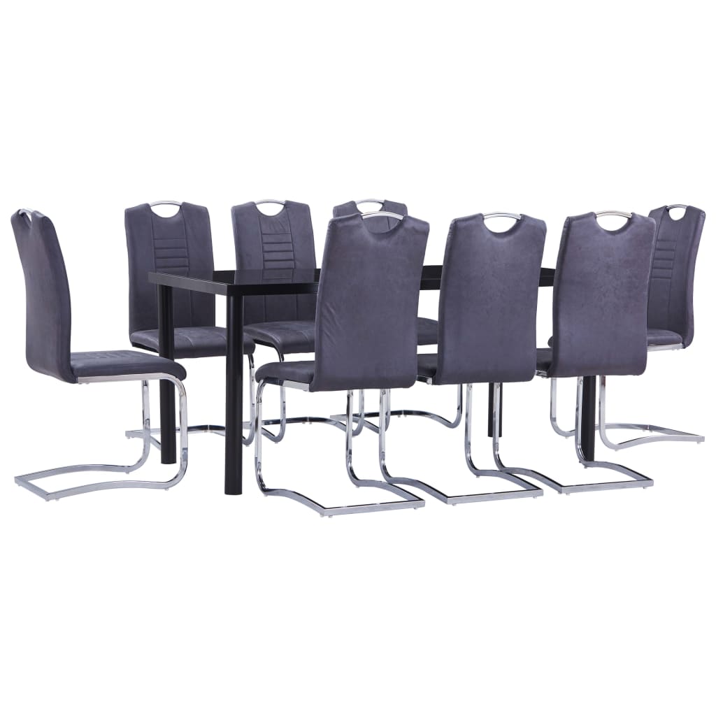Set Sala da Pranzo 9 pz in Similpelle Scamosciata Grigiacod mxl 96305