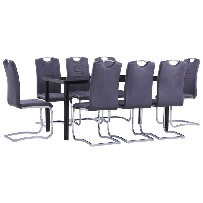 Set Sala da Pranzo 9 pz in Similpelle Scamosciata Grigiacod mxl 96305
