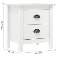 Comodino Hill Bianco 46x35x49,5 cm Legno Massello di Pino 288904