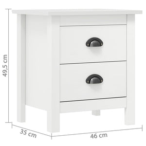Comodino Hill Bianco 46x35x49,5 cm Legno Massello di Pino 288904