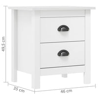 Comodini Hill Bianchi 2 pz 46x35x49,5 cm Legno Massello di Pino 288908