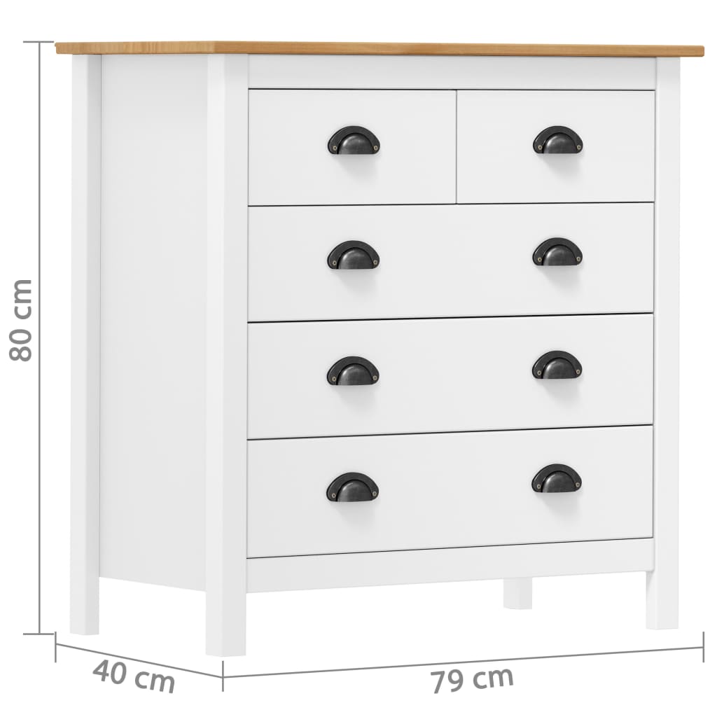 Credenza Hill Bianca 79x40x80 cm in Legno Massello di Pino 288918