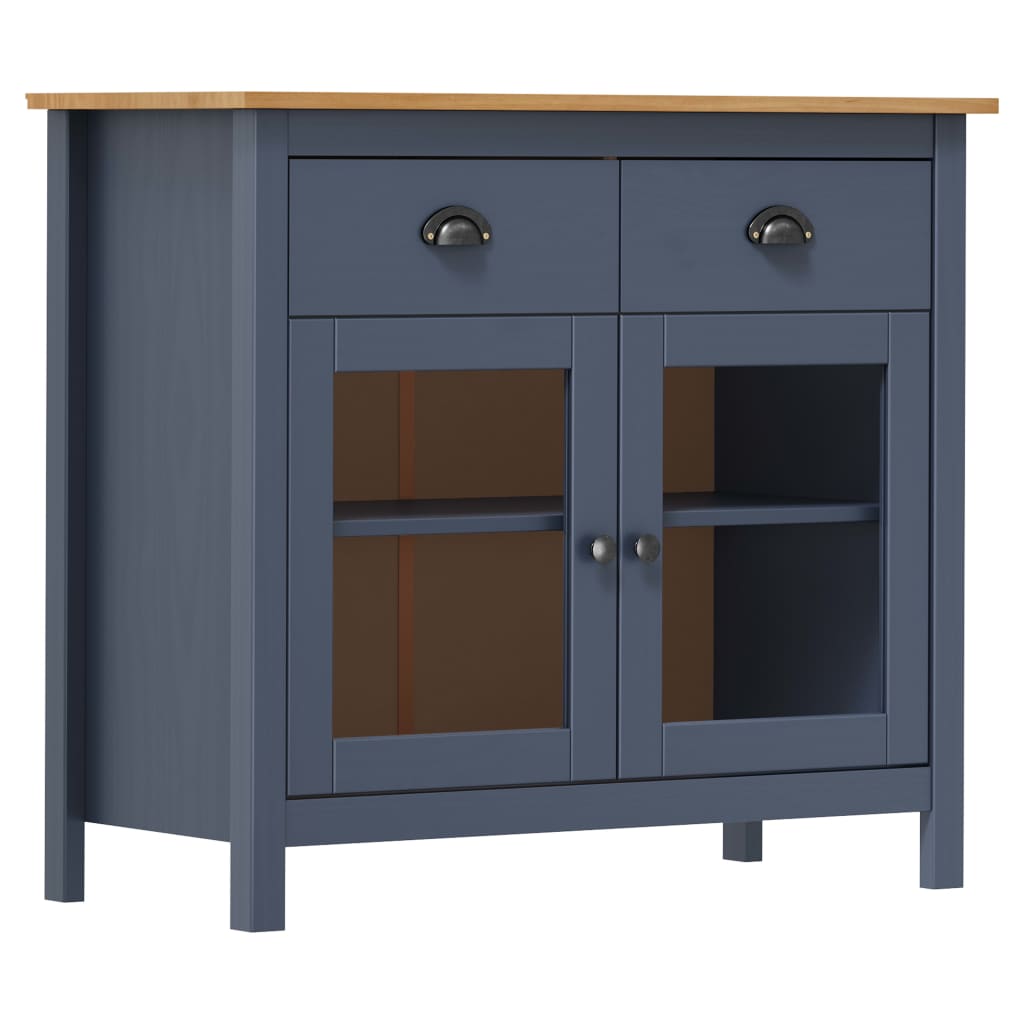 Credenza Hill Grigia 90x40x80 cm in Legno Massello di Pino 288941