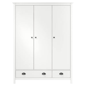 Armadio a 3 Ante Hill Bianco 127x50x170 cm in Legno di Pino