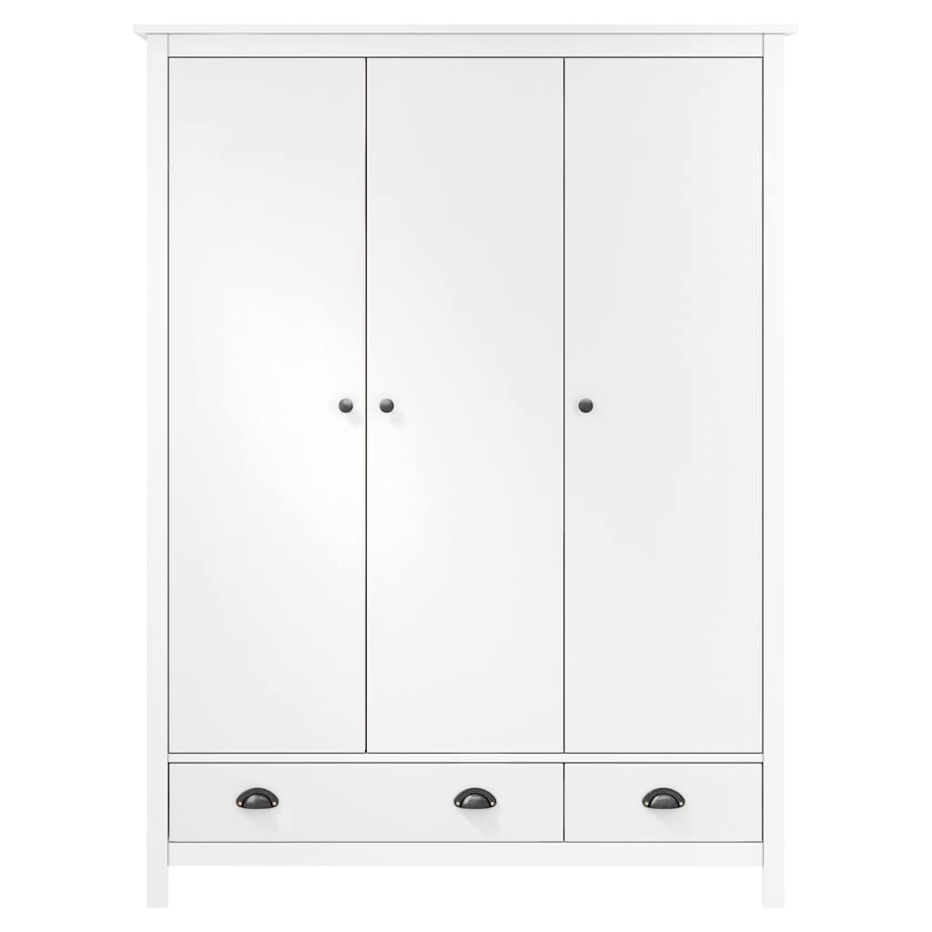 Armadio a 3 Ante Hill Bianco 127x50x170 cm in Legno di Pino 288952