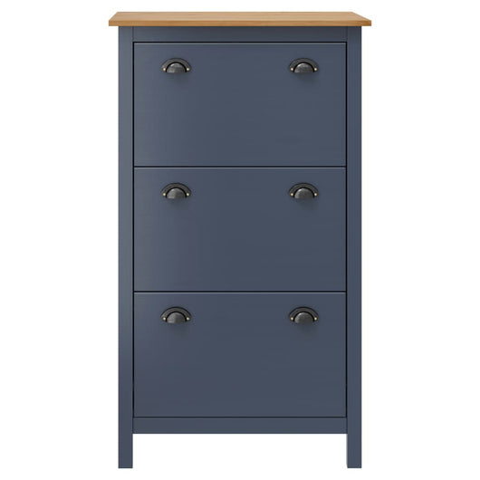 Scarpiera Hill Grigia 72x35x124 cm Legno Massello di Pino 289005