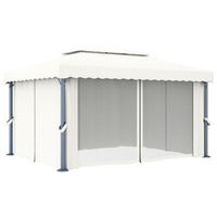 Gazebo con Tende 4x3 cm Bianco Crema Alluminio 3053375