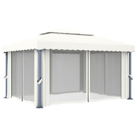 Gazebo con Tende 4x3 cm Bianco Crema Alluminio 3053375