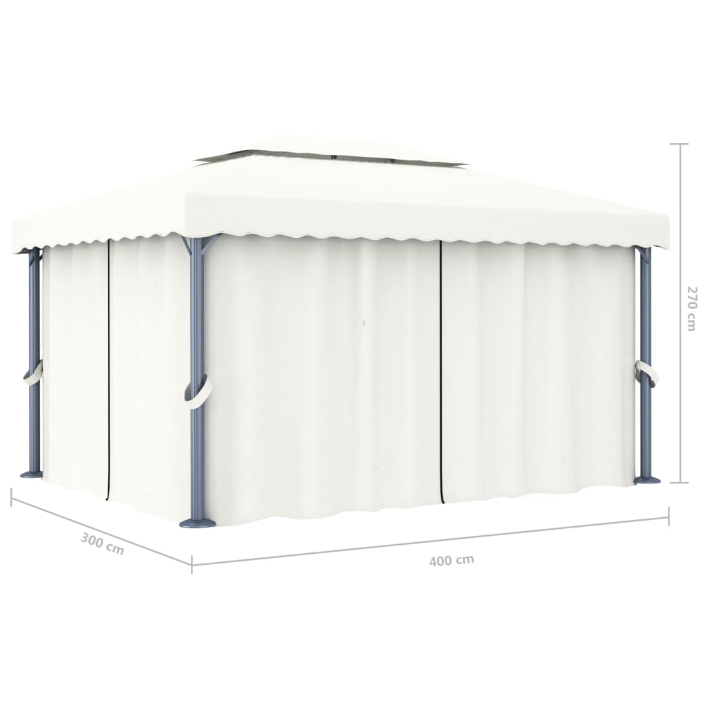 Gazebo con Tende 4x3 cm Bianco Crema Alluminio 3053375