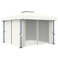 Gazebo con Tende 3x3 cm Bianco Crema Alluminio 3053377