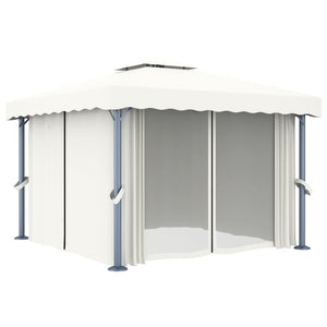 Gazebo con Tende 3x3 cm Bianco Crema Alluminio 3053377