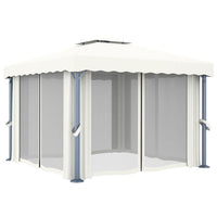 Gazebo con Tende 3x3 cm Bianco Crema Alluminio 3053377