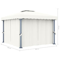 Gazebo con Tende 3x3 cm Bianco Crema Alluminio 3053377