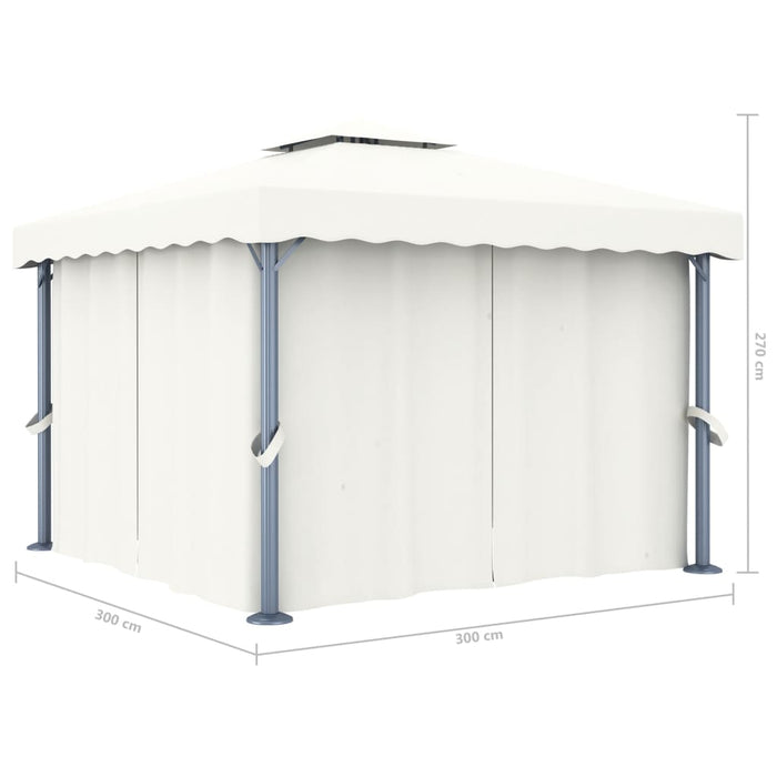 Gazebo con Tende 3x3 cm Bianco Crema Alluminio 3053377