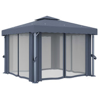 Gazebo con Tende 3x3 cm Antracite Alluminio