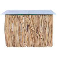Tavolino da Salotto Ripiano in Vetro 66x66x40 cm Legno di Teak 288814