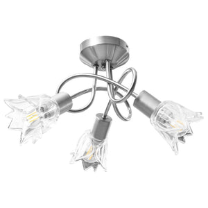 Lampadario con Paralumi in Vetro per 3 Lampadine E14 Tulipano 289227