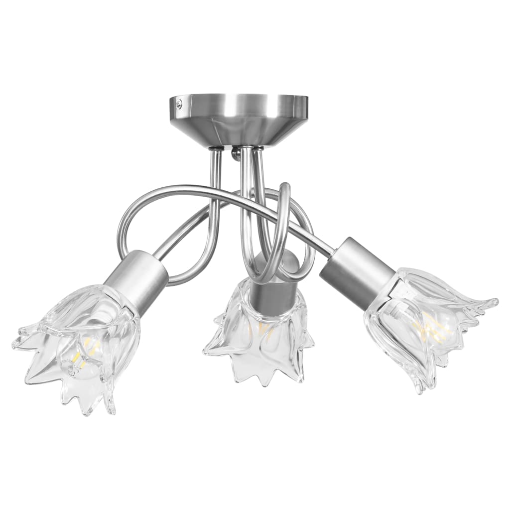 Lampadario con Paralumi in Vetro per 3 Lampadine E14 Tulipano 289227
