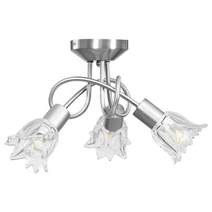 Lampadario con Paralumi in Vetro per 3 Lampadine E14 Tulipano 289227